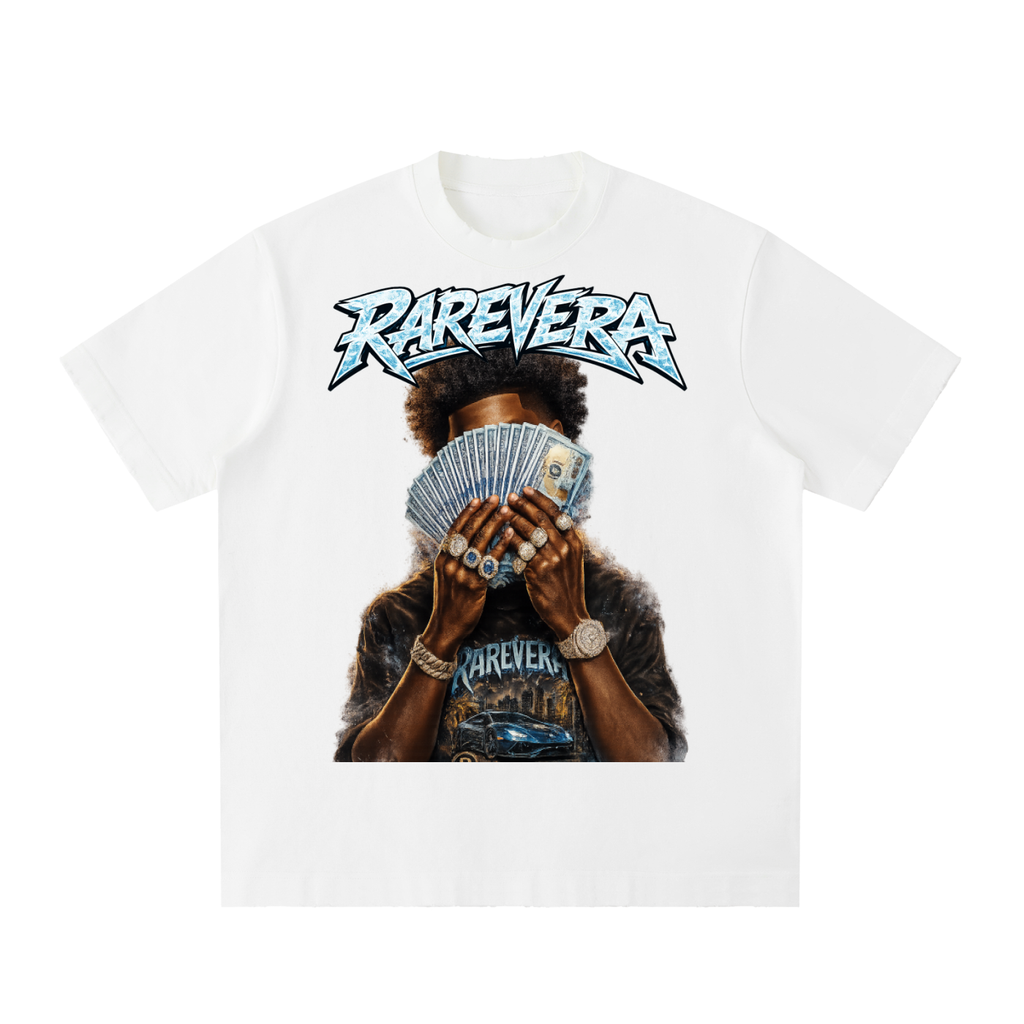 RAREVERA HUSTLE Heavyweight Vintage Washed Frayed T-Shirt