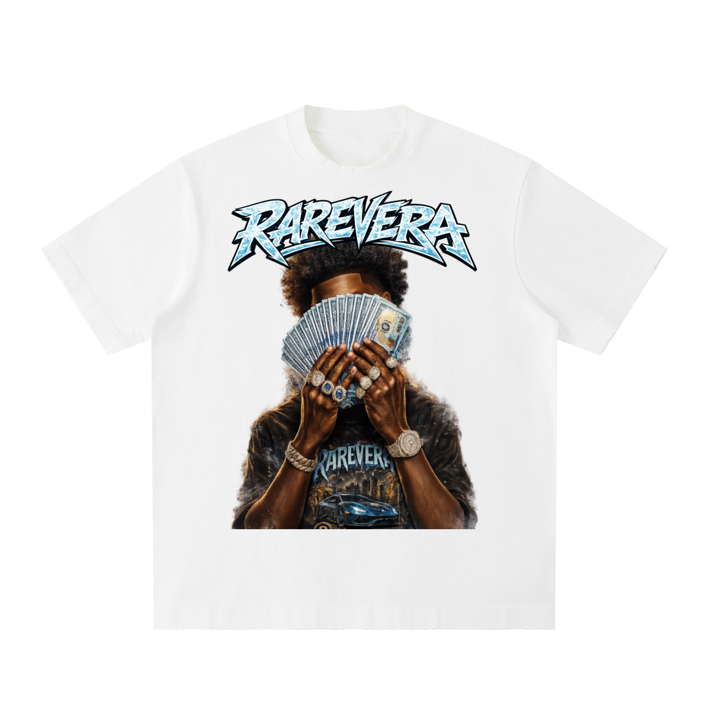 RAREVERA HUSTLE Heavyweight Vintage Washed Frayed T-Shirt
