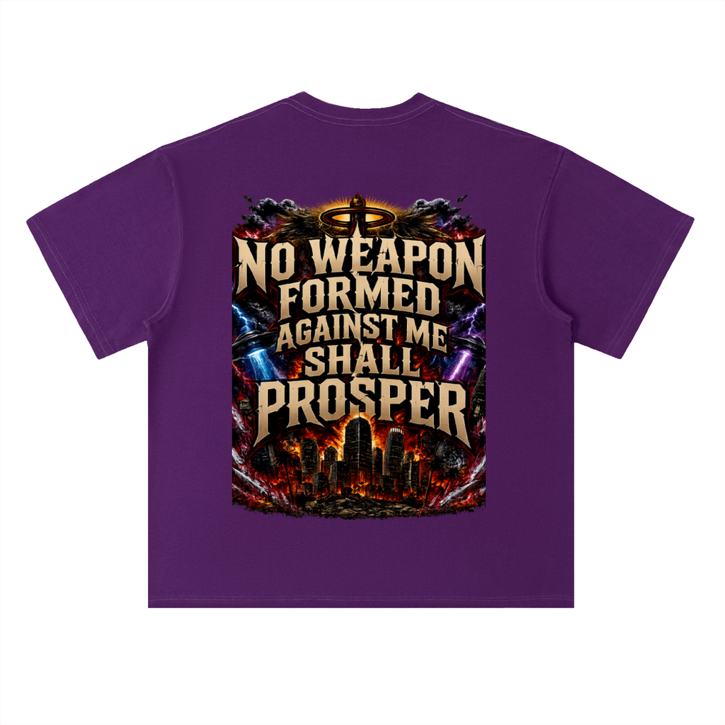 RAREVERA NO WEAPON SHALL PROSPER Heavyweight Drop Shoulder Cotton T-Shirt