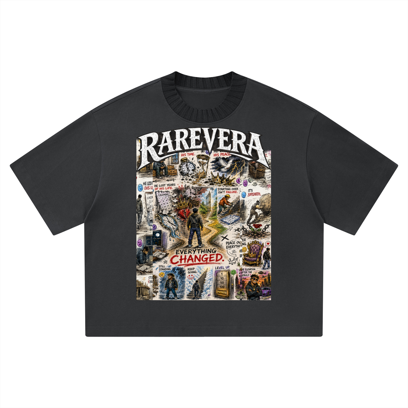 RAREVERA PEACE OVER EVERYTHING Unisex Heavyweight Boxy T-Shirt