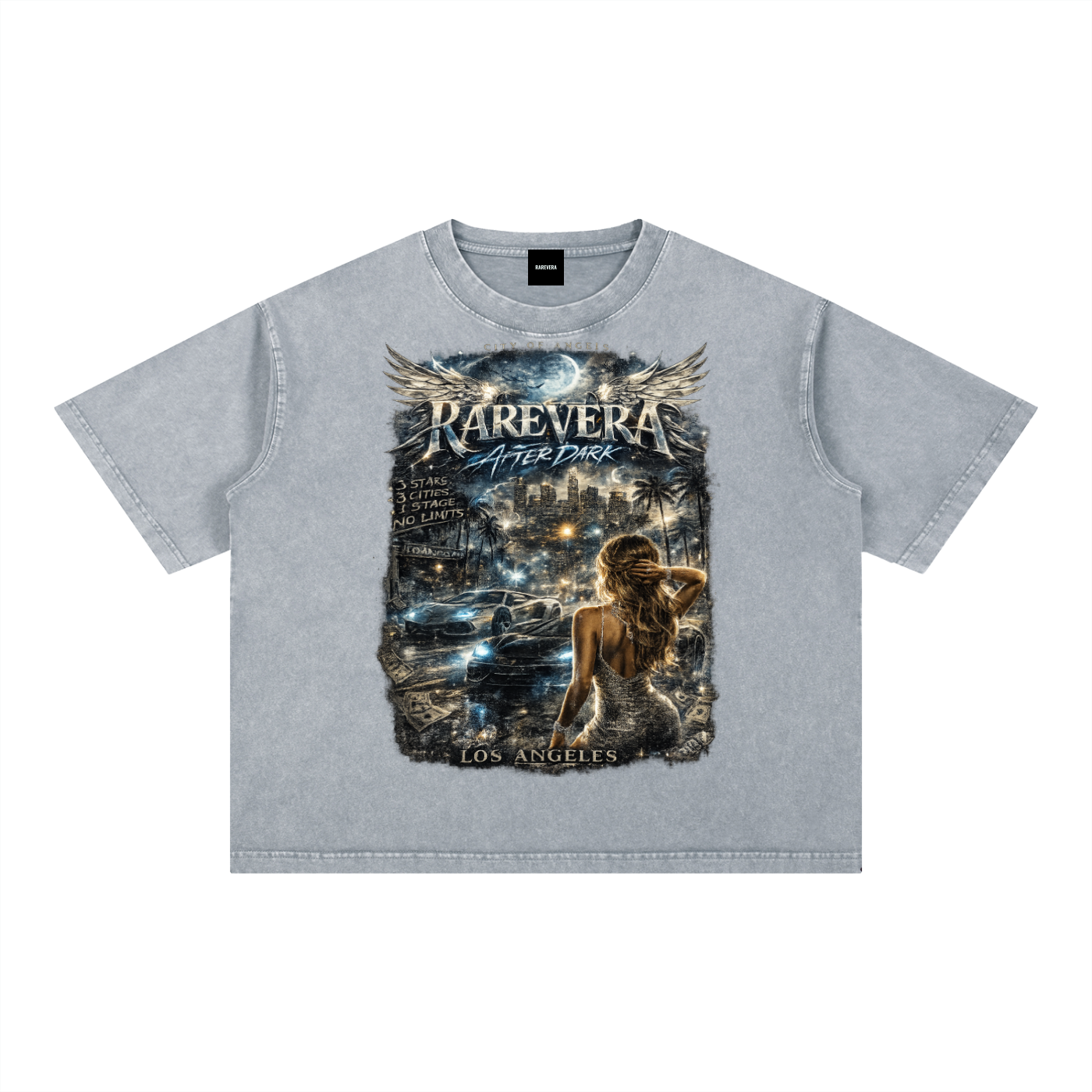 RAREVERA Los Angeles Mineral Wash Boxy Cotton T-Shirt