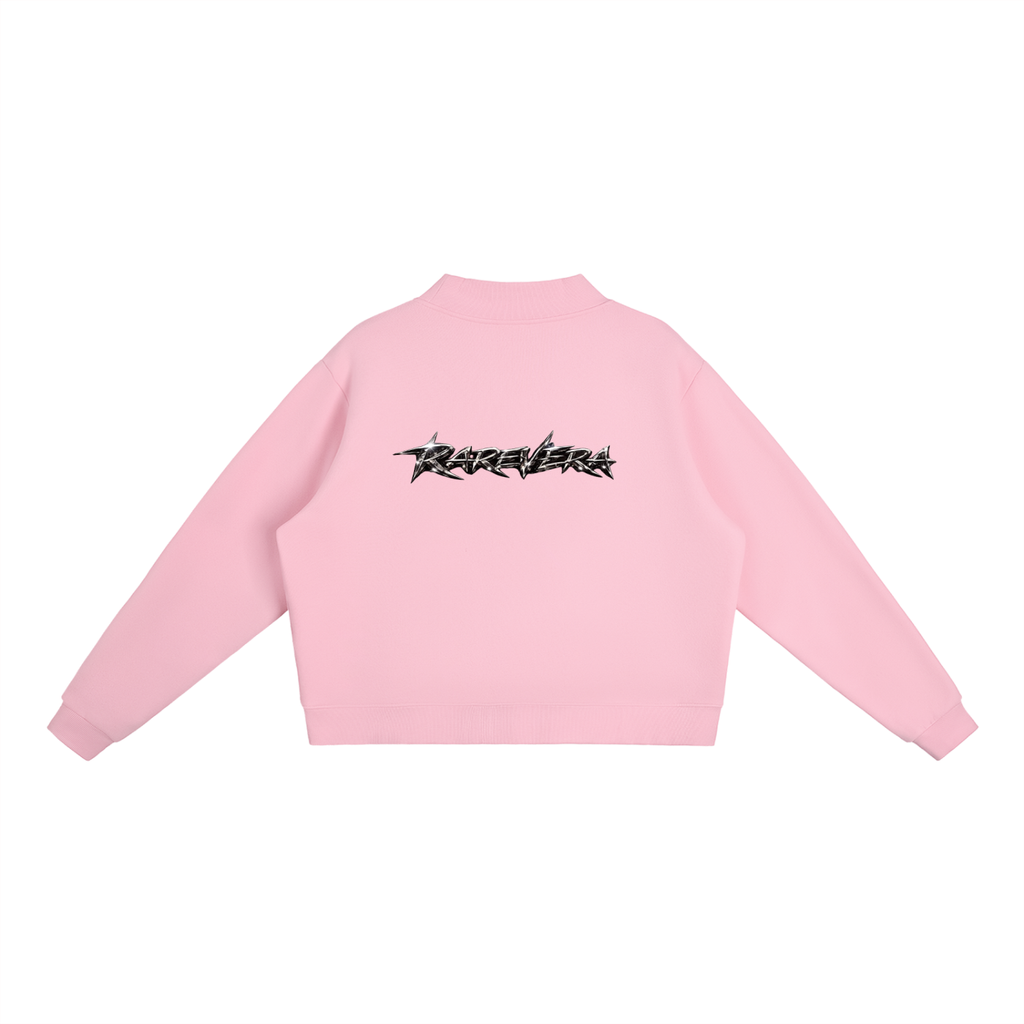 RAREVERA  Essential Fleece Mock-Neck Crew Sweatshirt