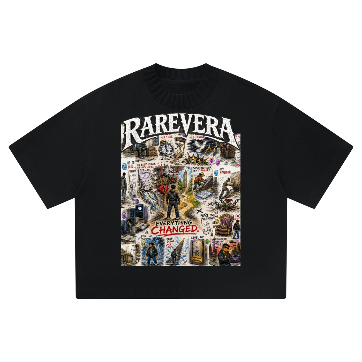 RAREVERA PEACE OVER EVERYTHING Unisex Heavyweight Boxy T-Shirt