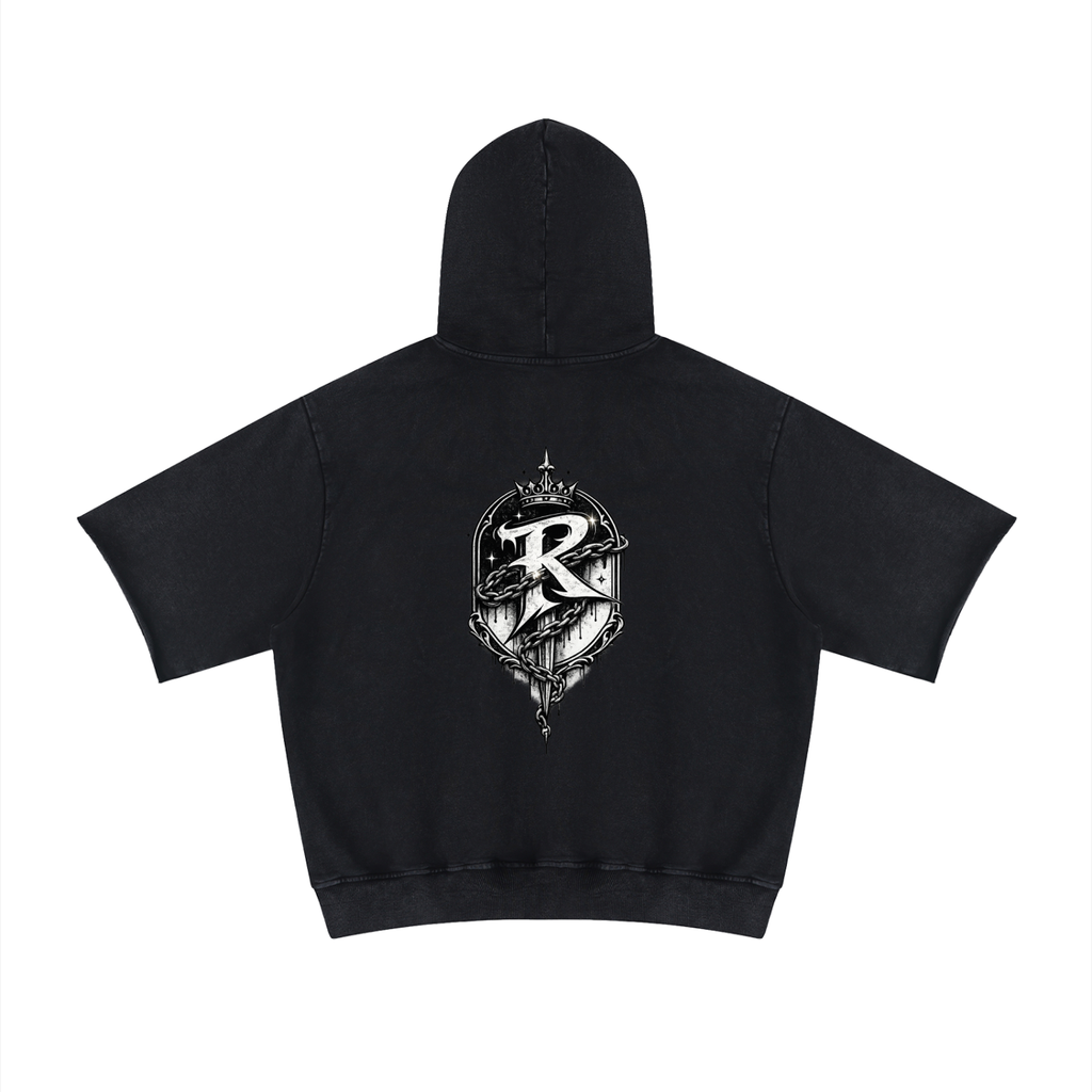 RAREVERA Unisex Mineral Wash Short Sleeve Hoodie