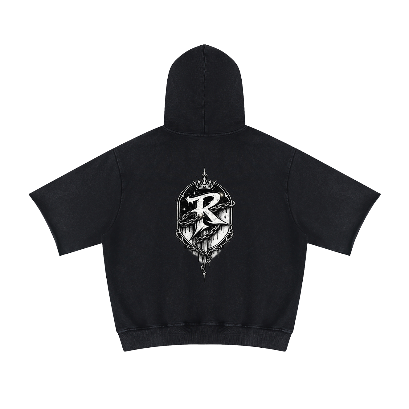 RAREVERA Unisex Mineral Wash Short Sleeve Hoodie