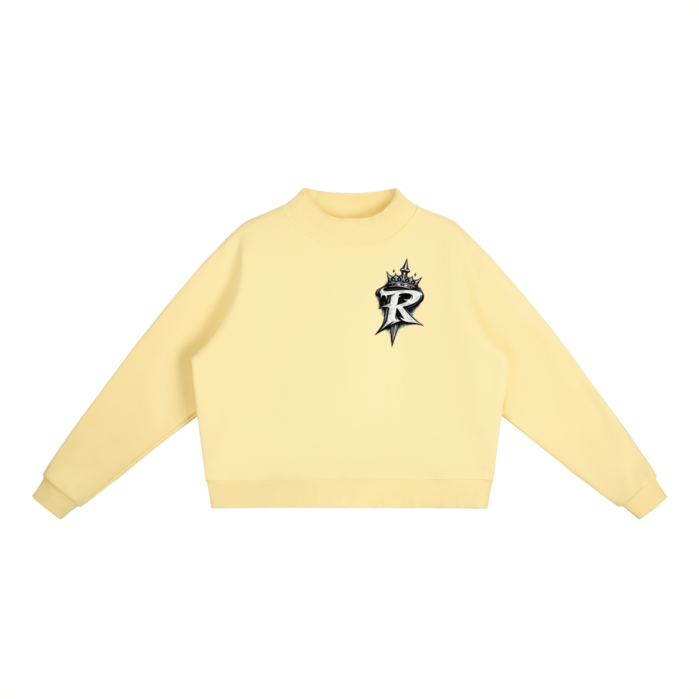 RAREVERA  Essential Fleece Mock-Neck Crew Sweatshirt