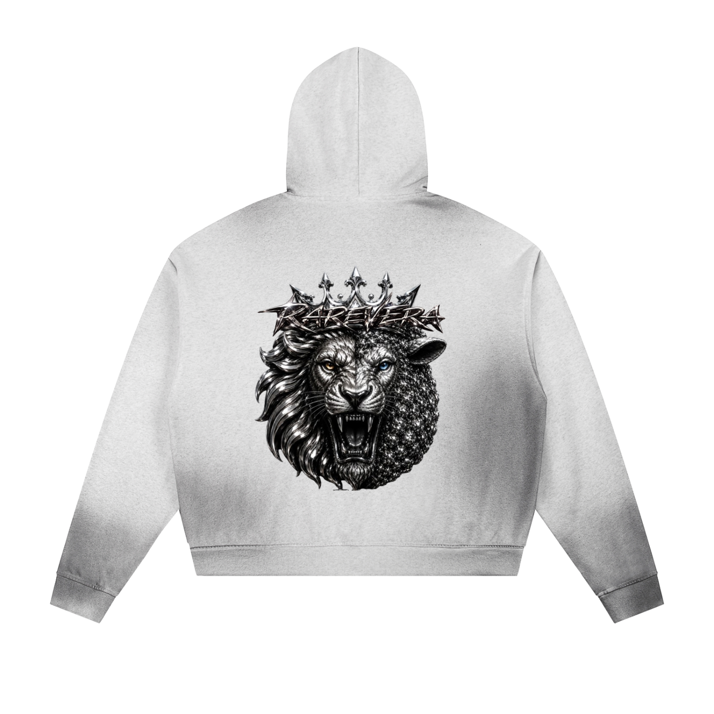 RAREVERA Sun Fade Frayed Raw Edge Fleece Zip Hoodie