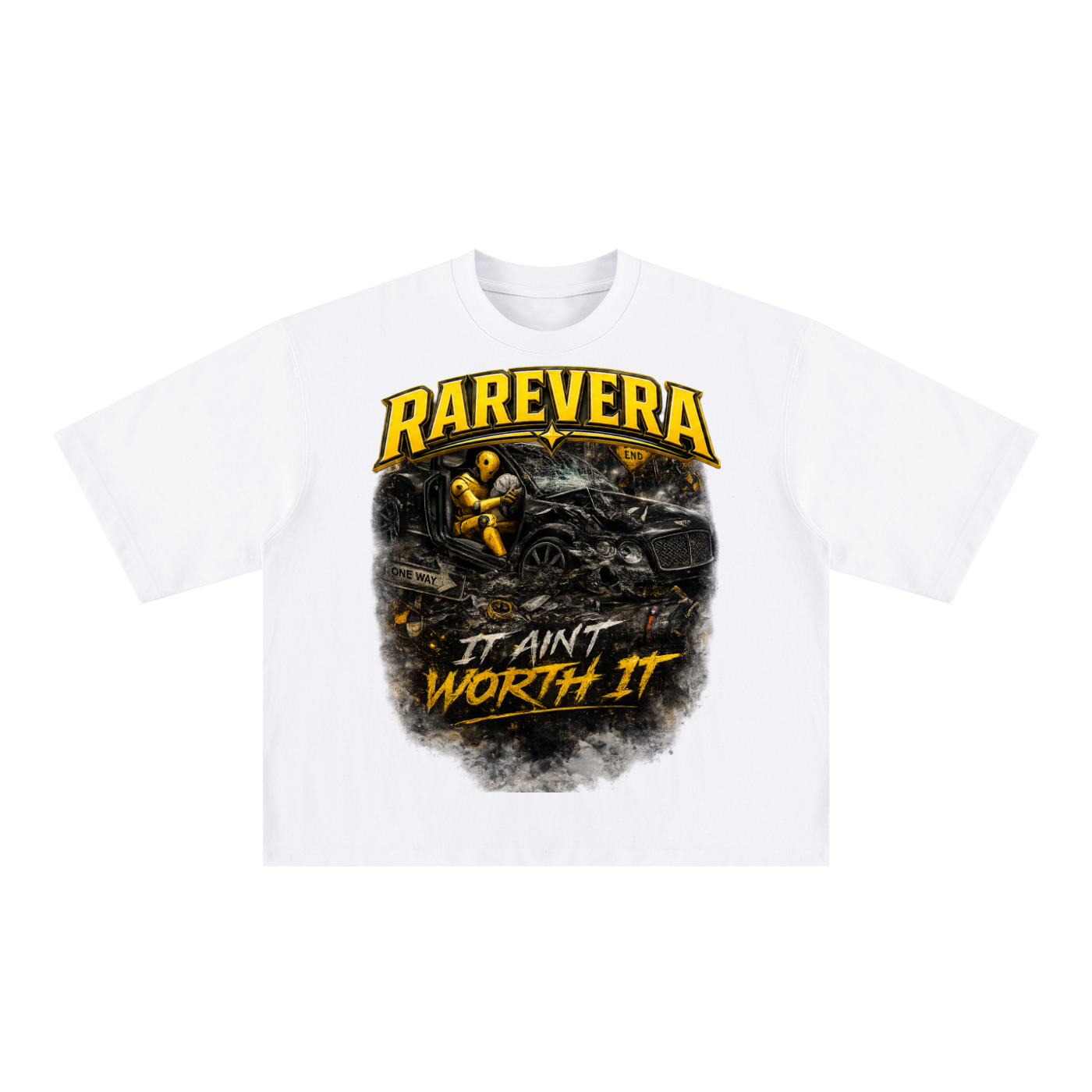 RAREVERA CRASH OUT Unisex Heavyweight Mineral Wash Boxy T-Shirt