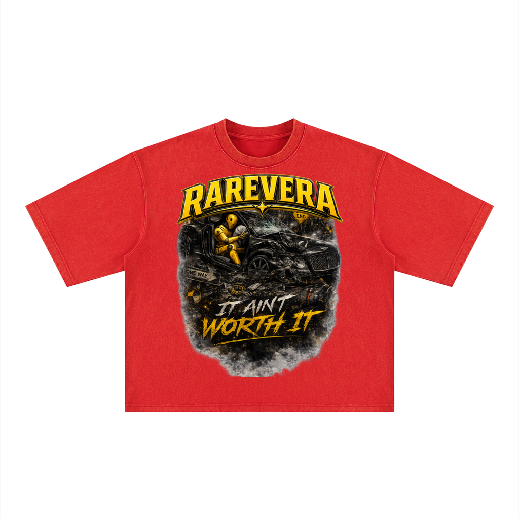 RAREVERA CRASH OUT Unisex Heavyweight Mineral Wash Boxy T-Shirt