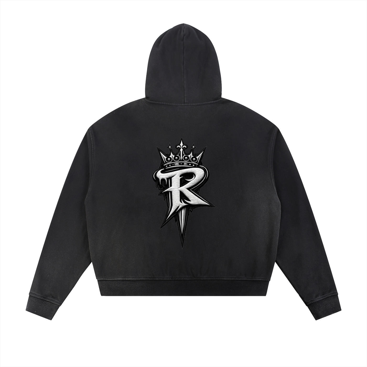 RAREVERA Sun Fade Frayed Raw Edge Fleece Zip Hoodie
