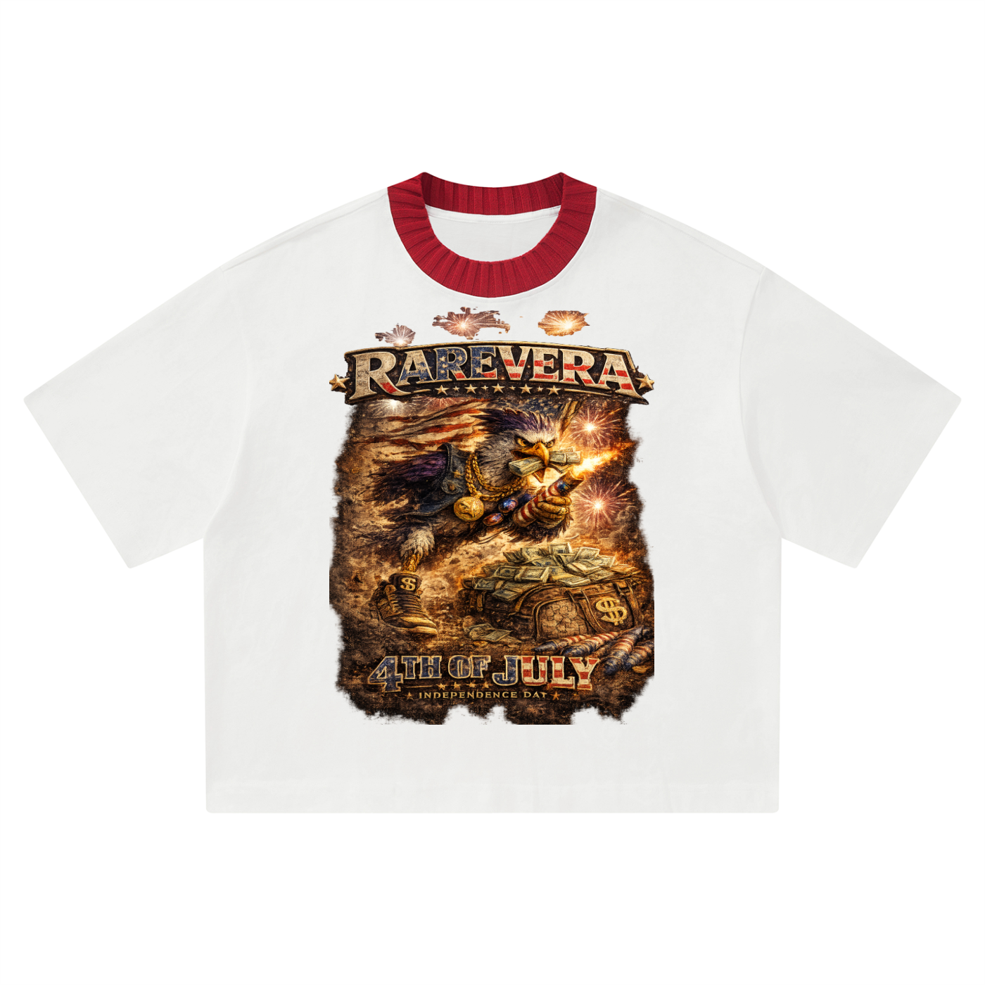 RAREVERA EAGLE 4th July Unisex Heavyweight Boxy T-Shirt