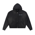 RAREVERA Sun Fade Frayed Raw Edge Fleece Zip Hoodie