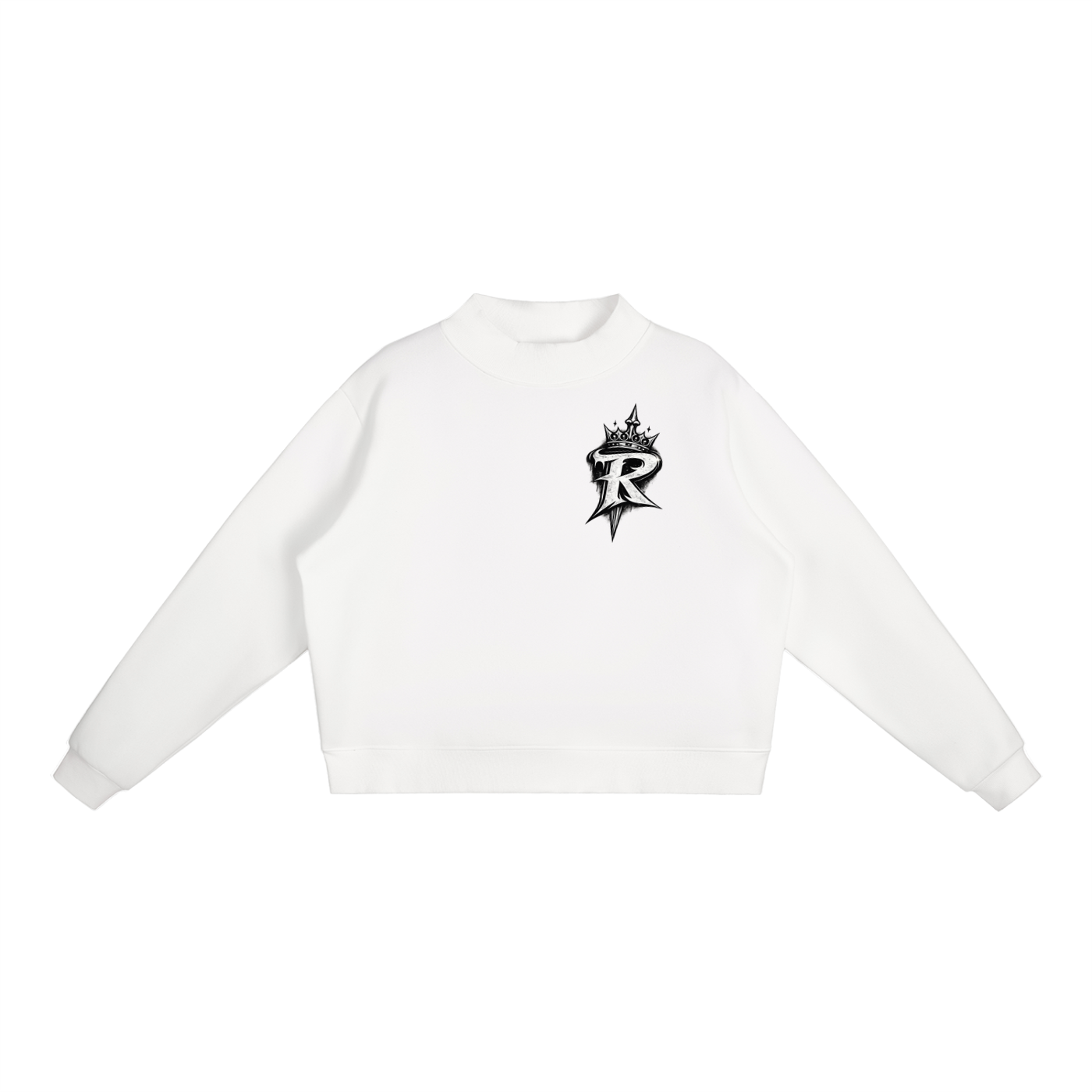 RAREVERA  Essential Fleece Mock-Neck Crew Sweatshirt