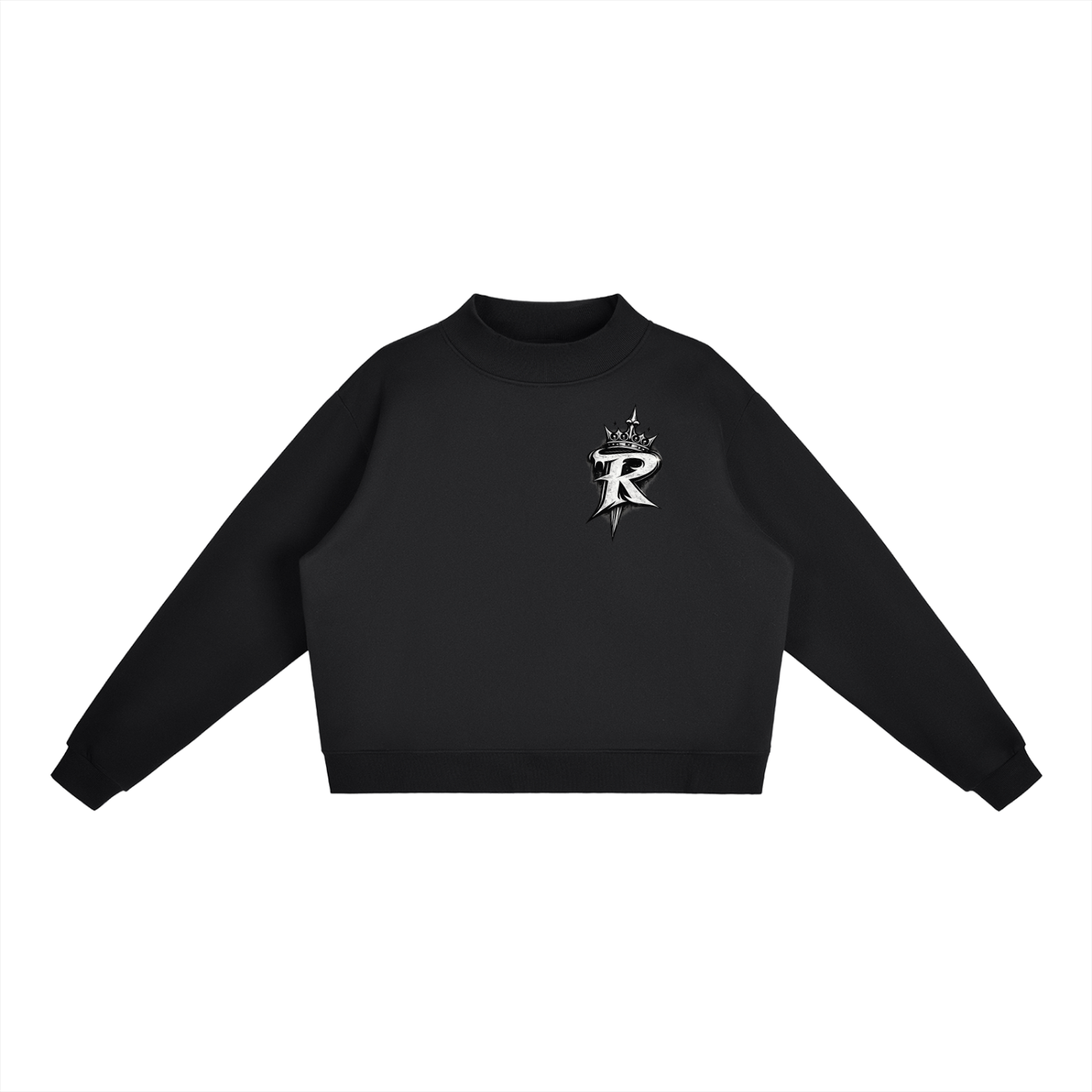 RAREVERA  Essential Fleece Mock-Neck Crew Sweatshirt