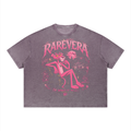 RAREVERA PINK DYNASTY Unisex Vintage Wash Sunfade Boxy Waffle T-Shirt