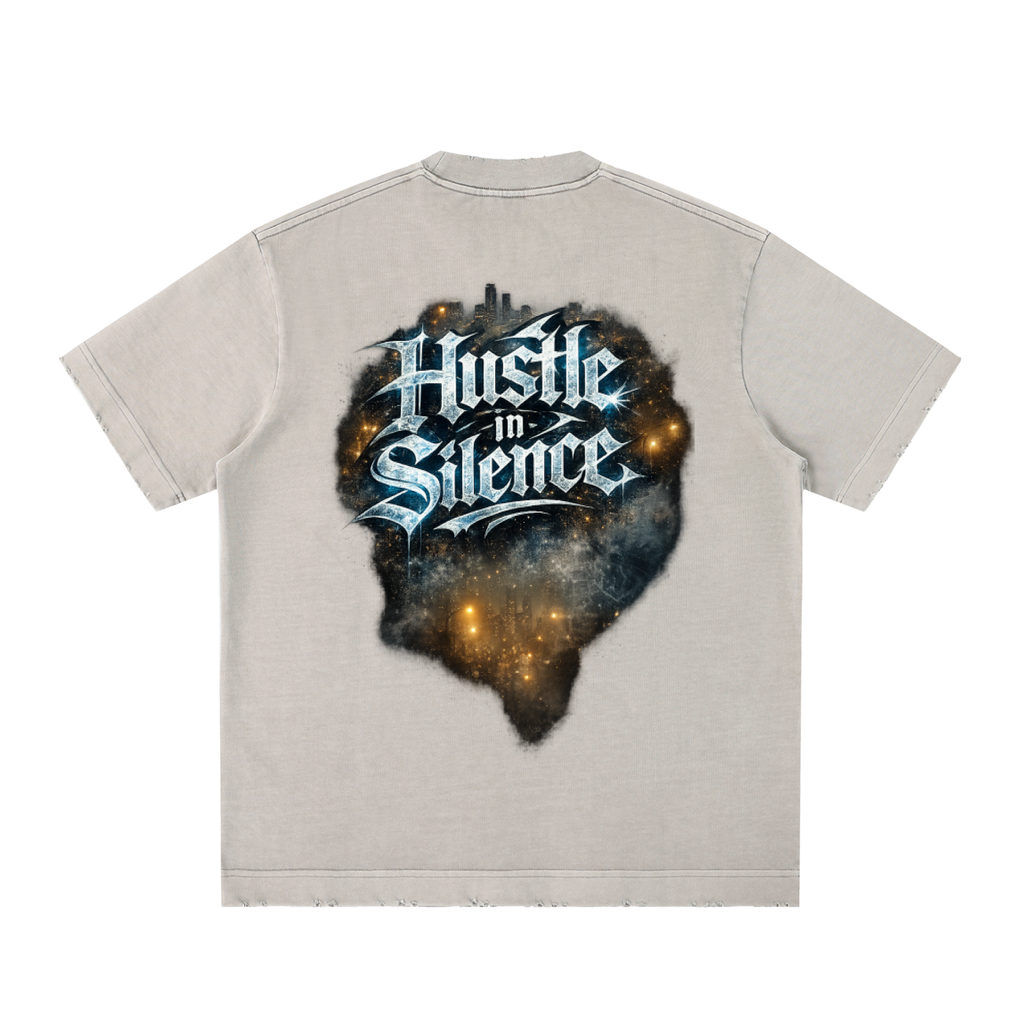 RAREVERA HUSTLE Heavyweight Vintage Washed Frayed T-Shirt