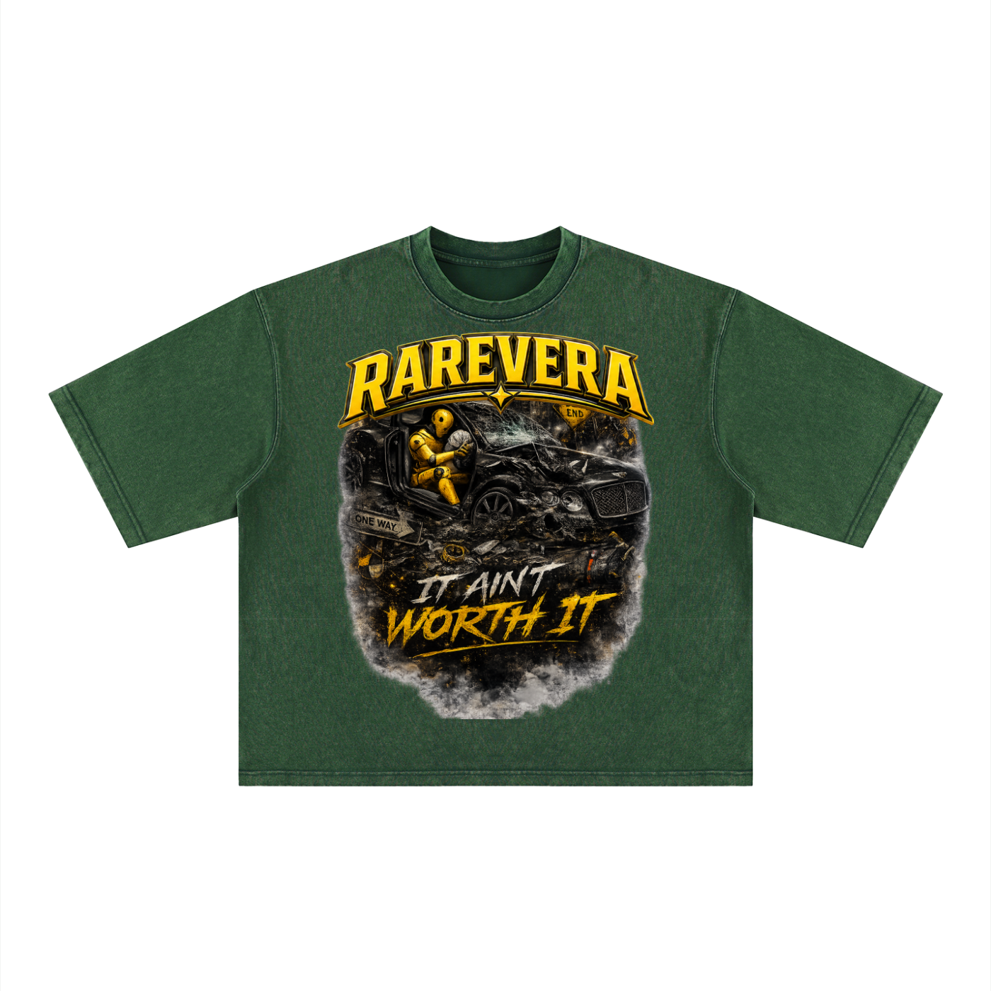 RAREVERA CRASH OUT Unisex Heavyweight Mineral Wash Boxy T-Shirt
