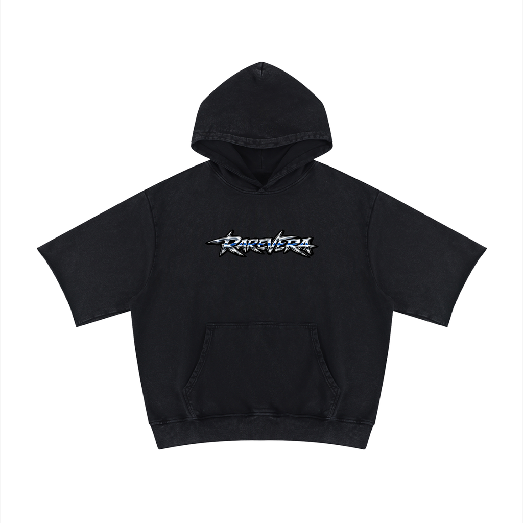 RAREVERA Unisex Mineral Wash Short Sleeve Hoodie