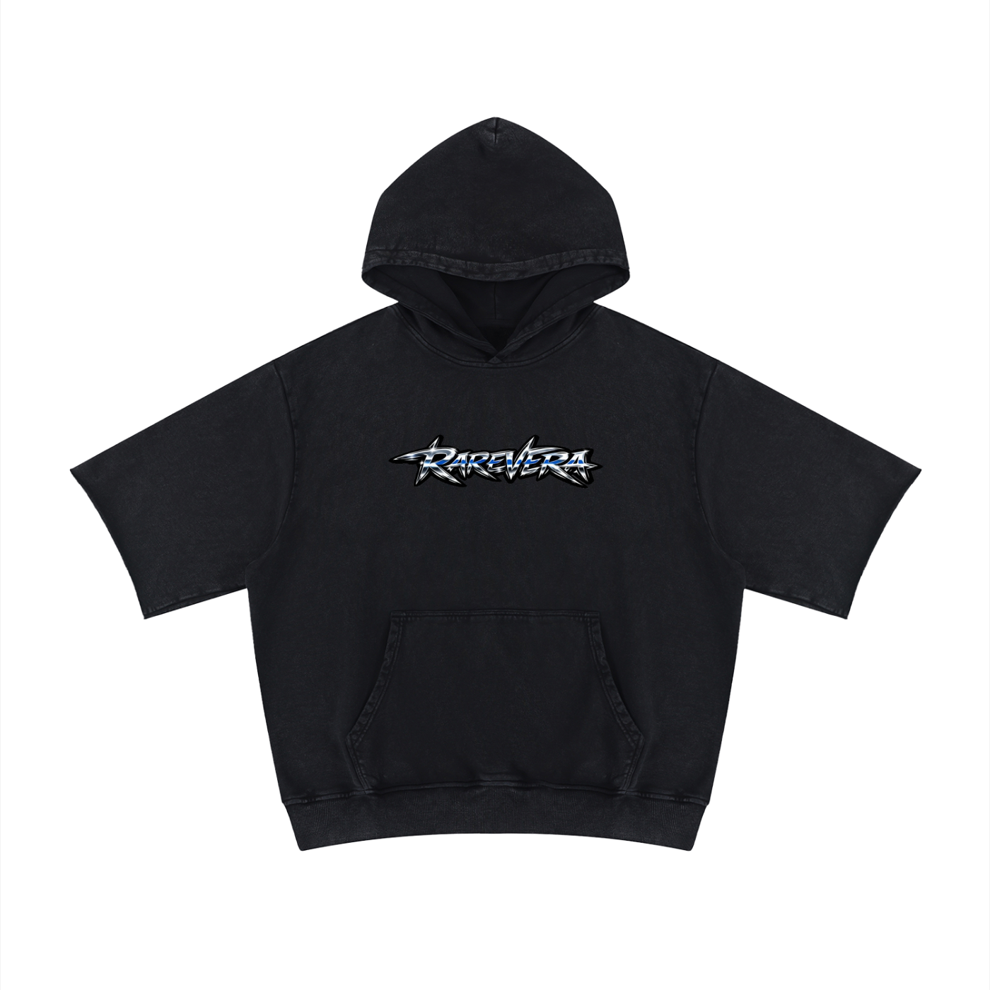 RAREVERA Unisex Mineral Wash Short Sleeve Hoodie