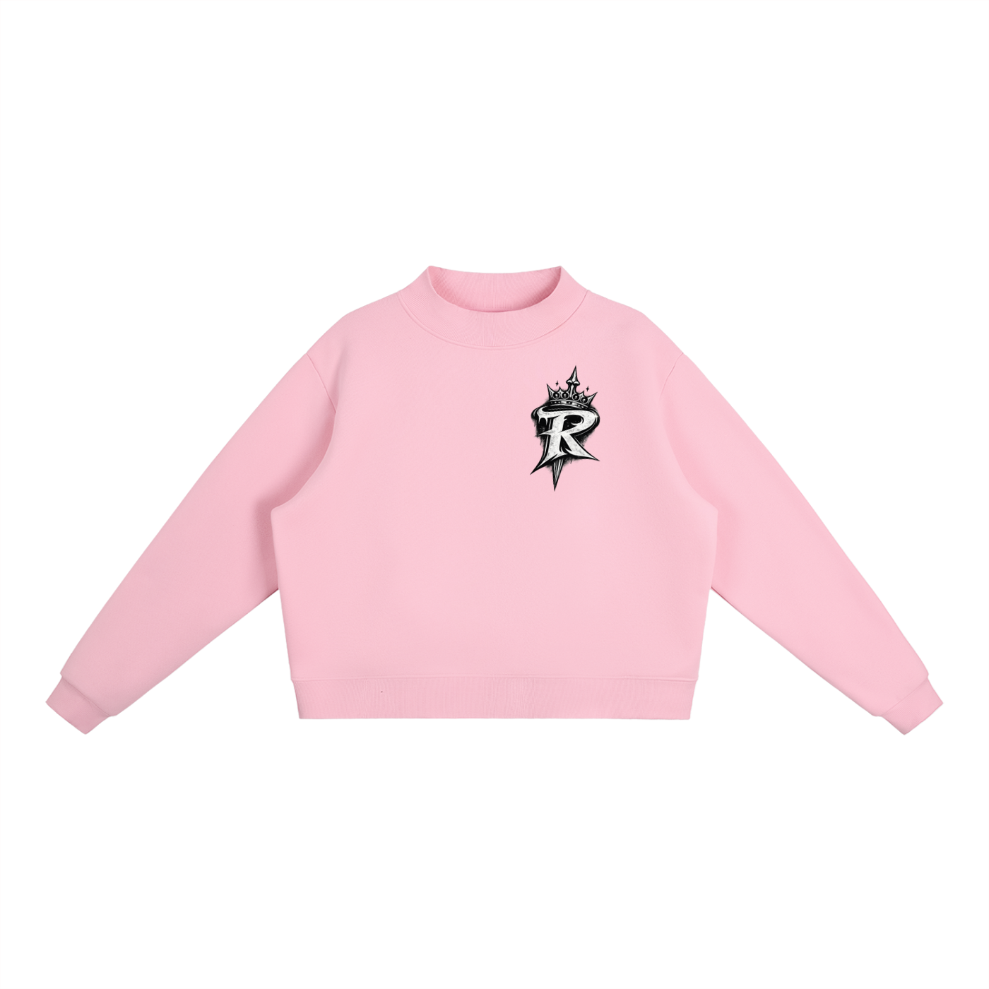 RAREVERA  Essential Fleece Mock-Neck Crew Sweatshirt